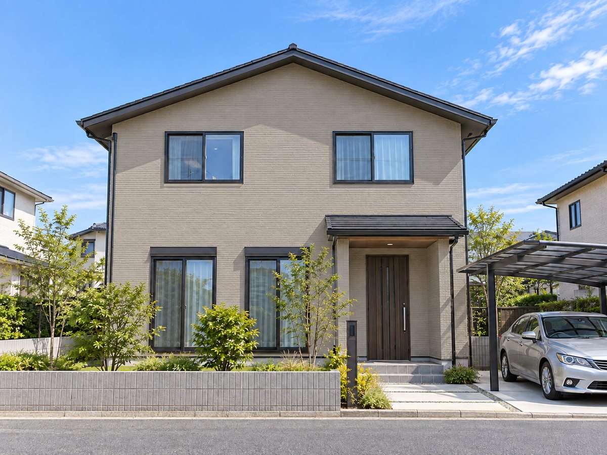 外壁をグレージュで塗り替えた戸建て住宅のイメージ