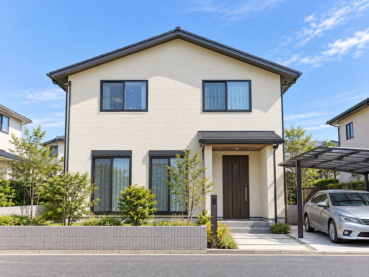 外壁をアイボリーで塗り替えた戸建て住宅のイメージ